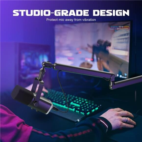 Microphone Boom Arm, Low Profile Adjustable Stick Microphone Arm Stand - Picture 3 of 7